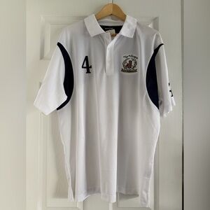 Men’s Sport-Tek White Polo with Navy Accents and Crest XL